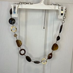 Chico’s brown and gold long necklace